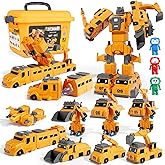 BLF FUN Magnetic Transform Engineering Car for Boys 4-6, Assembled Transforming Robot Toys for Kids 5-7, 10 in 1 Construction Vehicles Toy Sets, Christmas Birthday Gifts for Boys Age 3 4 5 6 7 8