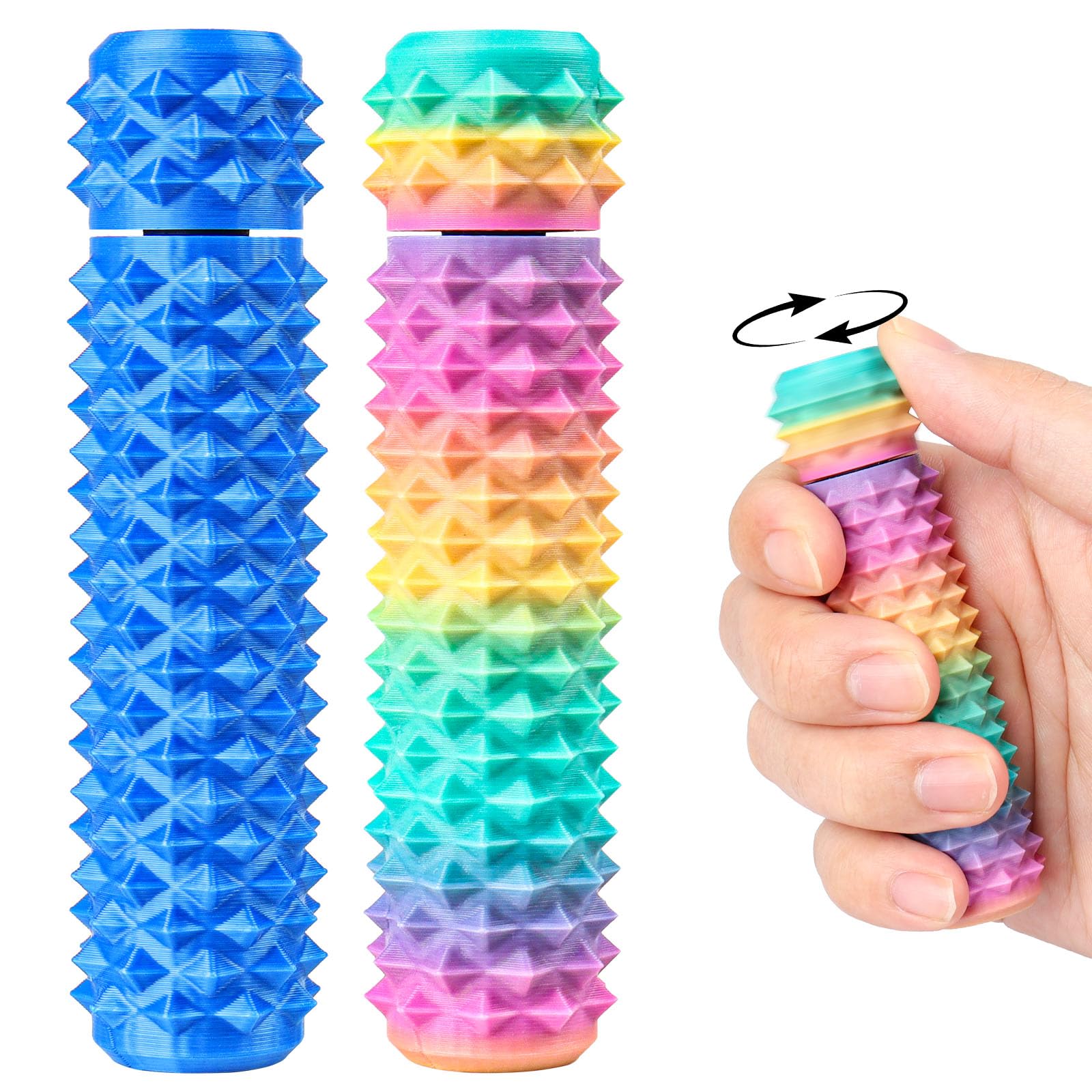 Little Ouchies Pain Fidget, Rotate Pain Stim Fidget to Stress Relief Toys Adults, 3D Printed Spiky Grippie Stim Keychain Anxiety Relief Adults 2 Pcs