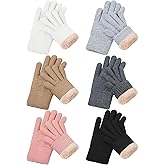 Chuarry 6 Pairs Winter Fleece Lined Gloves for Women Knit Thermal Gloves Warm Dual Layer Winter Accessories for Cold Weather