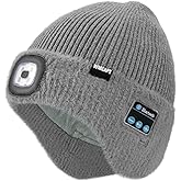 Wmcaps Warm Fleece Lined Bluetooth LED Beanie with Earflap Winter Hat with Light and Headphones Speaker Mic, Gifts for Men