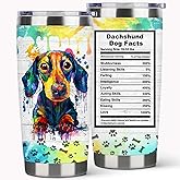 Subvise Dachshund Travel Tumbler-Vacuum Insulated Tumbler with Straw and Lid -20oz Stainless Steel Travel Mug for Dog Lovers (Dachshund)