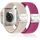 Braided Stretchy Bands for Apple Watch Ultra 3/2 Band 49mm 46mm 45mm 44mm 42mm Men Women,Parachute Buckle Woven Nylon Wristband Sport Solo Loop Strap for iWatch Ultra Series 11 10 9 8 7 6 5 4 3 SE3/2