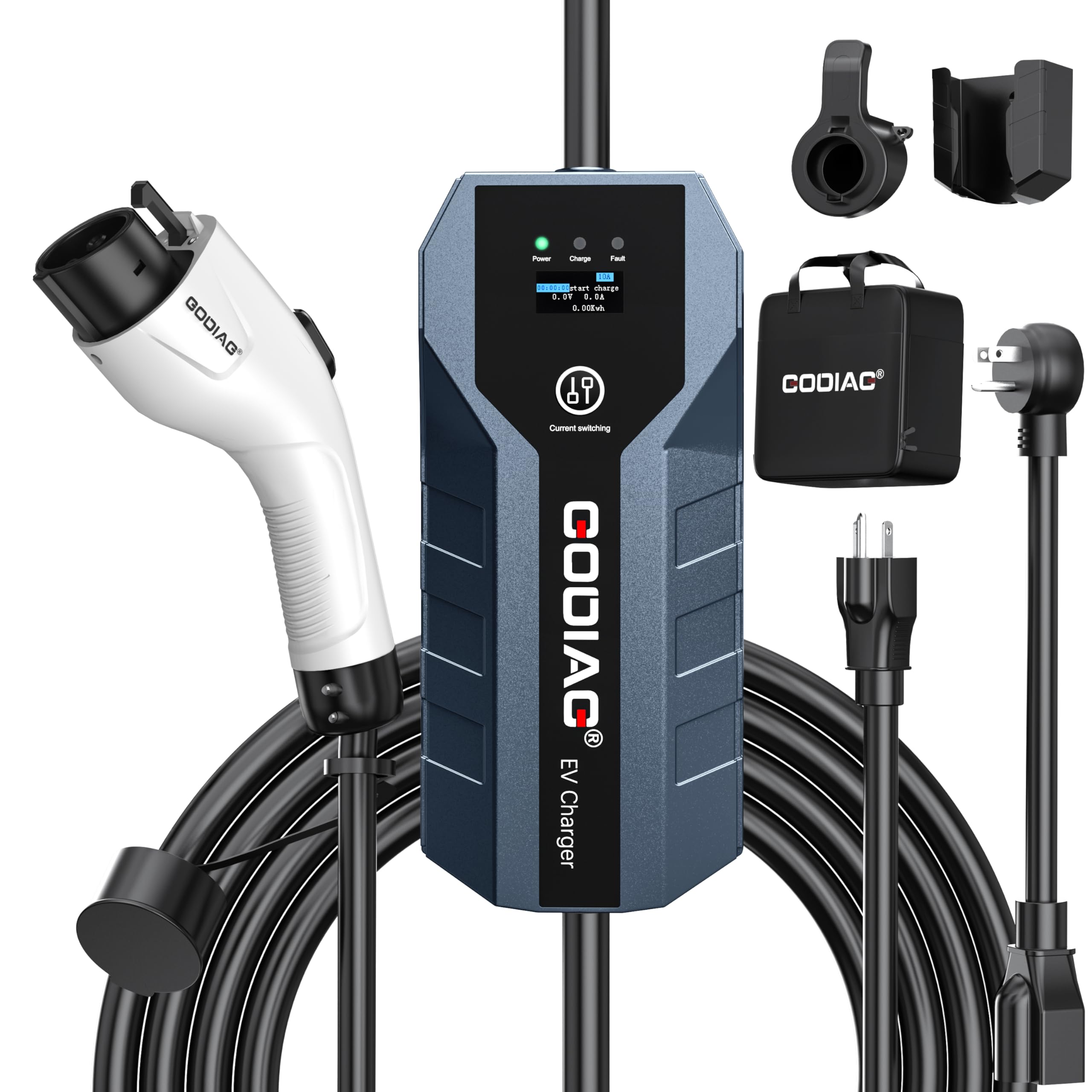 Photo 1 of GODIAG Level 1+2 EV Charger - ETL Certified, 16Amp, 110V-240V, 20ft Cable, Portable Electric Car Charger for J1772 EVs with NEMA 6-20 & NEMA 5-15 Plug