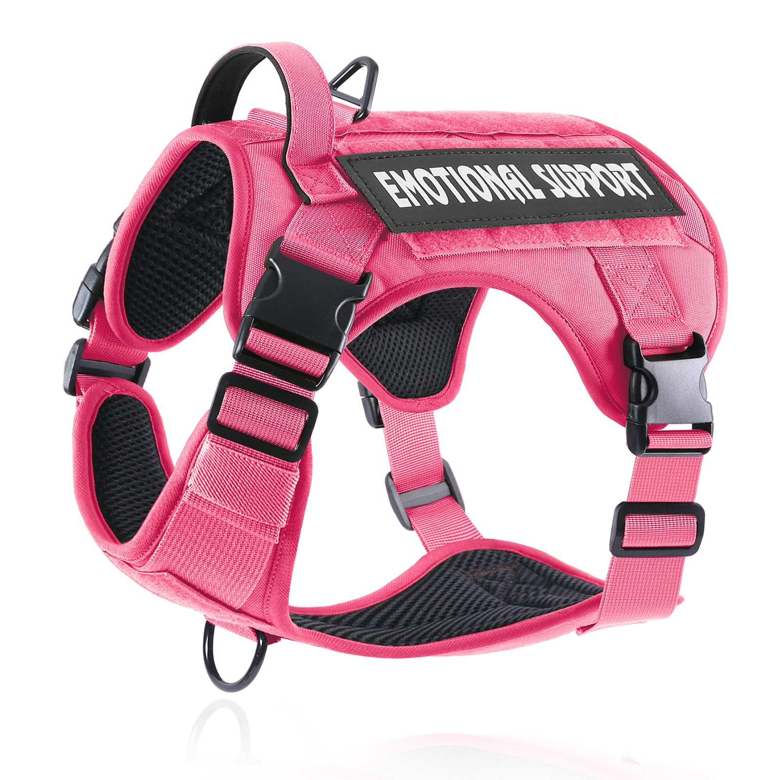 Belababy Tactical Anti Pull Dog Harness Small Medium Large, Adjustable Front Clip Service Dog Vest with Handle, Breathable Military Assistance Harness for Working Training, Dazzling Pink, S — image 1