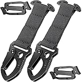 Tactical MOLLE Clip with Quick-Release Metal Hook & Nylon Webbing T-Mount | Secure Gear Attachment for Backpack, Vest, Belt, Car Seats & EDC(2PCS, Black)