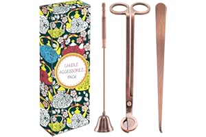 DANGSHAN 3 in 1 Candle Accessory Set - Candle Wick Trimmer, Cutter, Snuffer Extinguisher, Dipper - Copper