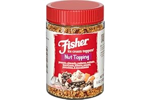 Fisher Mixed Nuts Ice Cream Topping, 5 oz, Peanuts, Almonds, Cashews, Walnuts, Brazil Nuts, Filberts, Pecans, Pistachios & Macadamias, Gluten-Free, No Added Sugars, Ice Cream, Yogurt, Salad Toppings