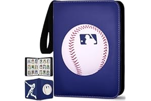 SLONSER Baseball Card Binder 900 Pockets, 50 Sleeves Large Baseball Binder 3 Ring Zipper Trading Cards Holder 9 Pocket, Sport Collection Book Storage Organizer, Blue Album Folder Case Protector Collector Gift