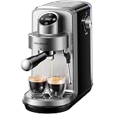 SHARDOR 20 Bar Espresso Machine, Touchscreen Expresso Coffee Machines with Steam Milk Frother for Home, Espresso Coffee Maker for Cappuccino, Latte, 40oz Removable Water Tank, Silver &amp; Black