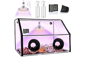 Meonum Large Still Air Box Mushroom Grow Tent, 30x20x20 in Mycology Fume Hood Propagation Stations with LED Growing Light and Thermometer, Monotub Kit for Grow Bags, Growers, Home Scientists(Clear)