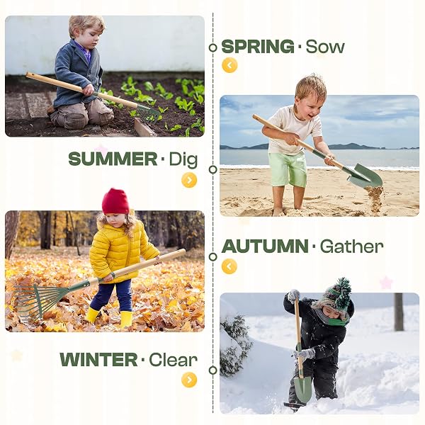 ROBOTIME KIDS WHEELBARROW WITH GARDENING SET – METAL WHEELBARROW TODDLER OUTDOOR PLAY TOY WITH GARDEN TOOLS, WATERING CAN & PLANT LABELS, PRETEND PLAY YARD EQUIPMENT FOR BOYS AND GIRLS (GREEN)