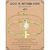 JoycuFF Christian Bracelets for Women Mustard Seed Bracelets Baptism Gifts for Girl Birthday Gifts for Women Her