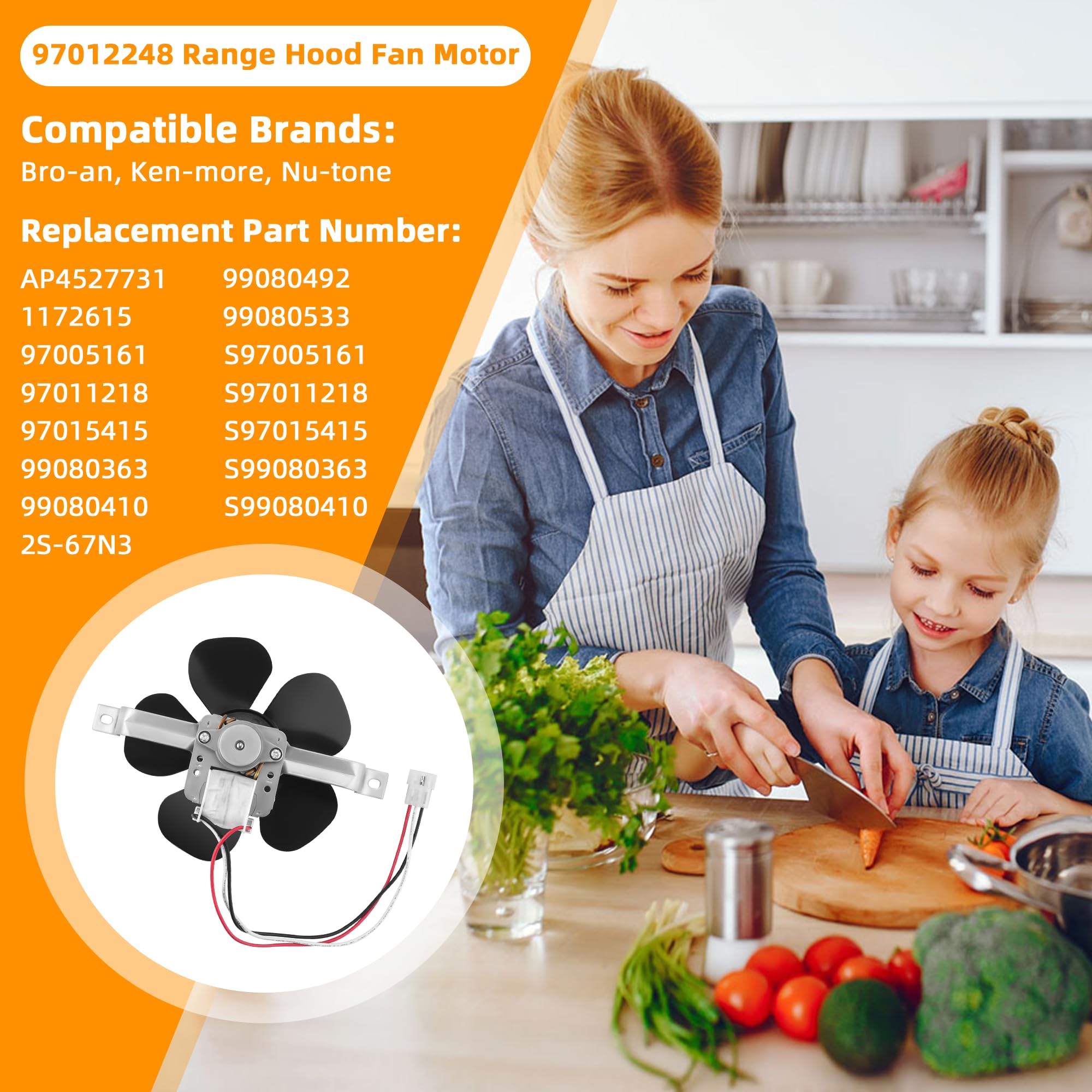 AMI PARTS 97012248 Range Hood Fan Motor Fit for Bro-an and Nu-Tone 40000 and 42000 Series Stove Range Hood - Replces BP17, S97012248, 99080492,99080533, 99080363, 99080410, AP4527731