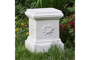 TOETOL Garden Outdoor Statues Classic Plinth Sculptures Decor Base Riser 16.7" Magnesium Oxide Stone Grey Yard Patio Deck Home Hallway Sculpture
