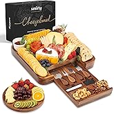 SMIRLY Charcuterie Boards Set, Large Cheese Board Set, Natural Walnut Wood Charcuterie Tray with Accessories - Housewarming Gifts New Home, Wedding & Bridal Shower Gifts for Women, Couples