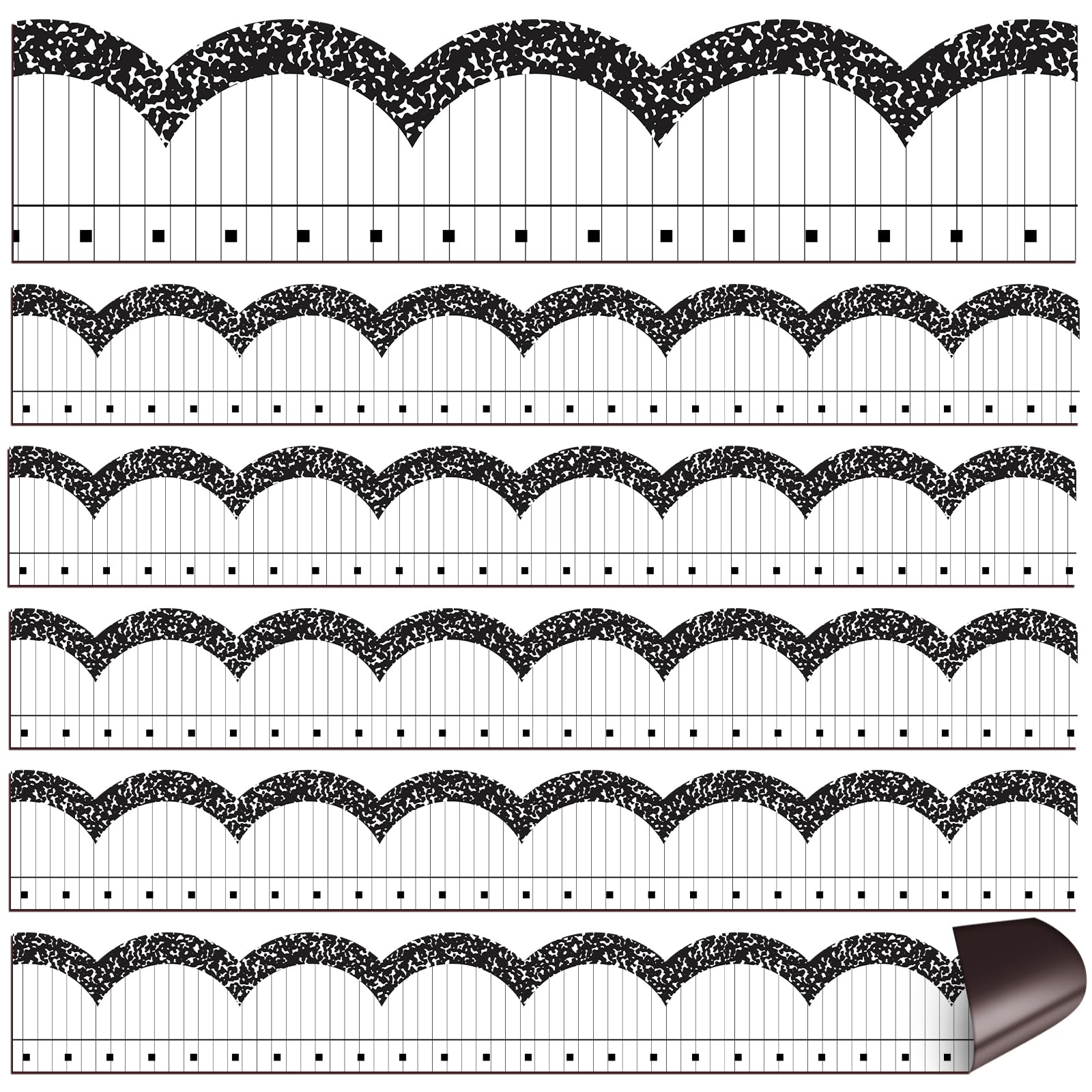 Photo 1 of TaoBary 24 Pcs Composition Magnetic Borders for Classroom Whiteboard 11.8 x 1.5" Magnetic Bulletin Board Borders Composition Scalloped Strips Trim for Classroom School Office Decoration
