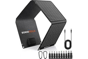 SOKIOVOLA Portable Solar Panels 30W Foldable Solar Panels Charger ETFE Solar Panel with DC USB-C and USB-A IP68 Waterproof for Small Power Station Mobile Phones RV Travel Outdoor Camping