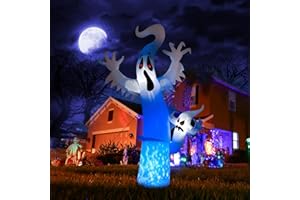 Lyhope 8FT Inflatable Ghost Lights, Blow Up Halloween Decorations Skeleton Ghost Halloween Lights with Red Eyes for Indoor Outdoor Yard Lawn Party