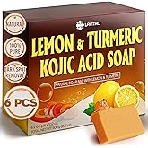 LaVitali, Premium 6 Bars Kojic Acid Soat with Lemon Turmeric, Natural soap, Handmade, Sugar/Caffeine/Gluten Free, 100% Natural & Pure, Great For All Skin Types Body Care Body Wash