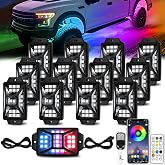12 Pods 252 LEDs 5 Sides RGB Rock Lights for Truck,App &amp; Remote | Led Rock Lights for UTV SUV ATV Golf Cart, Music Mode, Waterproof Exterior Underglow Kits for Cars(Patented)