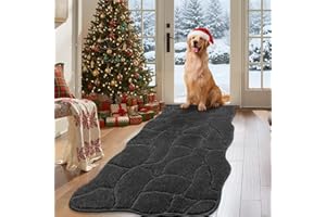 BSICPRO Large Dog Door Mat for Muddy Paws, 22x47 Absorbent Dirt Trapper Long Door Mat, Non-Slip Washable Mud Mat for Dogs, Polyester Microfiber Soft Pet Rug Mat for Entryway, Mud Dog Paws, Patio (Charcoal)
