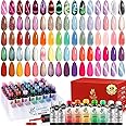 Lavender Violets 49 PCS Cat Eye Gel Nail Polish Set,Solid/Glittery/Nude Pink Jelly Nail Polish Gel/9D Holographic Magnetic Gel Nail Polish Gel Kit with Nail Primer,Base,Glossy,Matte Top Coat A901