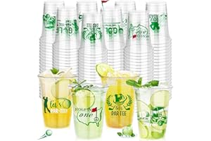 FULJOOY 120 16 Oz Golf Disposable Plastic Cup Transparent Green Lightweight Classic Round for Home Golf Themed Holiday Birthd