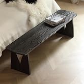 62.9'' Wood Dining Bench with Tulip-Shape Leg,100% Solid Oak Live Edge Bench for Dining Table, End of Bed, Entryway, Hallway, Sofa Back, Accent Bench for Dining Room Kitchen Bedroom Living Room, Black
