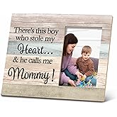 SRADMO Mommy And Me Picture Frame, Mom Picture Frame, Mom Frame, Mommy And Me Gifts, Gifts For New Mommy, Announcement For Grandparents, This Boy Calls Me Mommy 10x8 Inch Wooden Tabletop Photo Frame