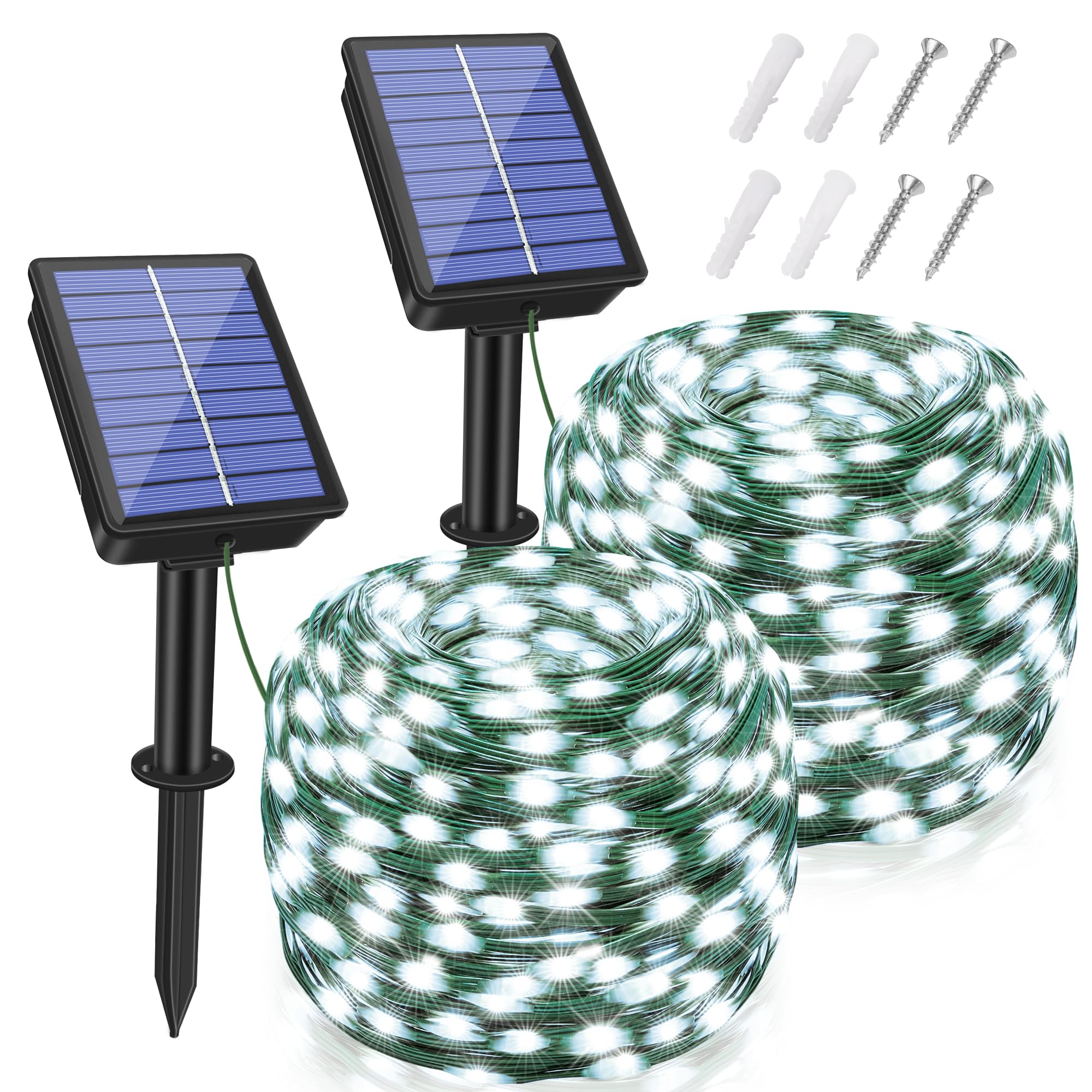 Photo 1 of 1pc only. Solar String Lights Total 240LED 80FT, IP67 Waterproof Solar Lights for Outside with 8 Modes, Upgraded Solar Panel Fairy Lights for Garden Party Wedding Decorations (Cool White) …