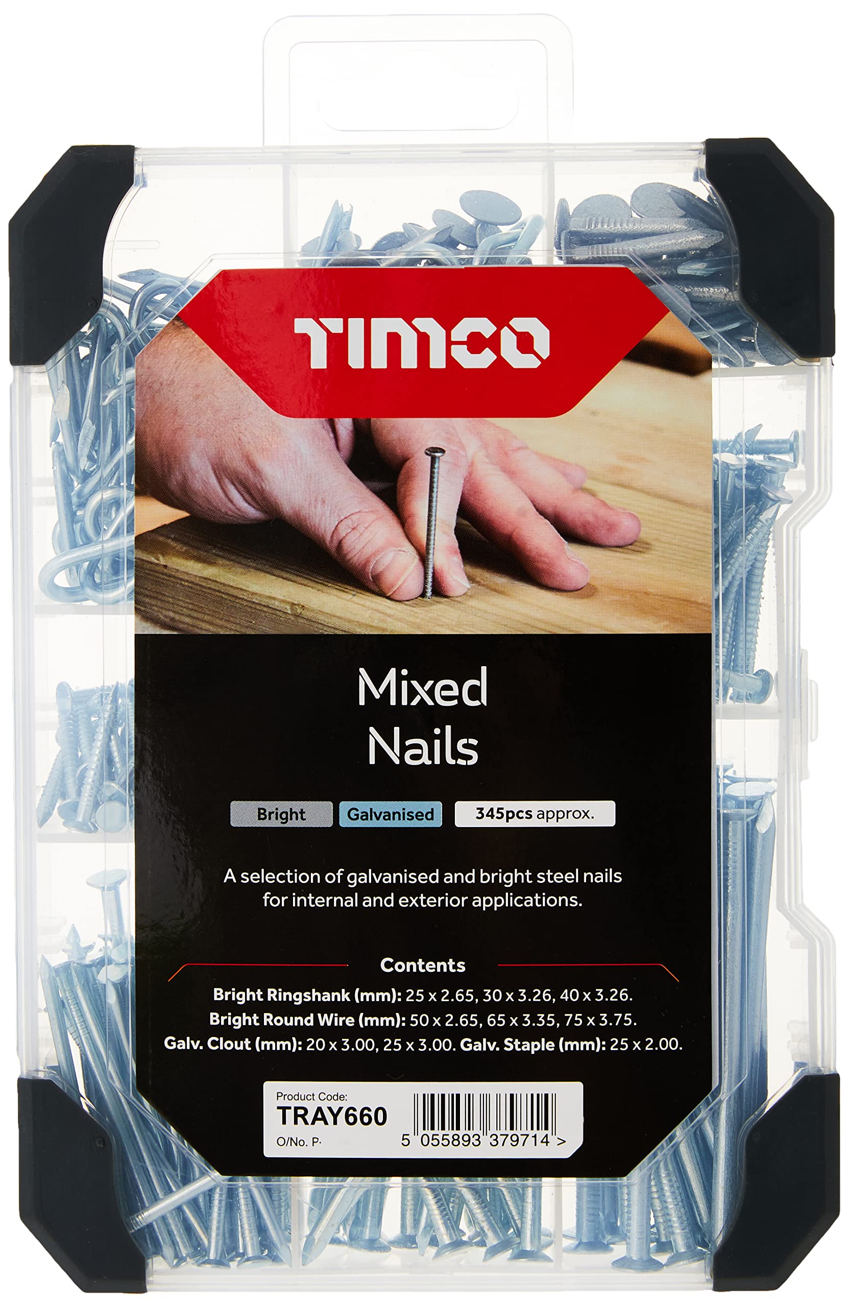 TIMCO Nails Galvanised Bright Mixed Tray - 300pcs