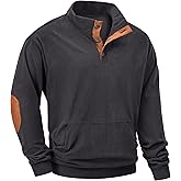 JMIERR Mens Corduroy Sweatshirt Casual Stand Collar Quarter Fall Metal Button Pullover Sweaters Long Sleeve with Pockets