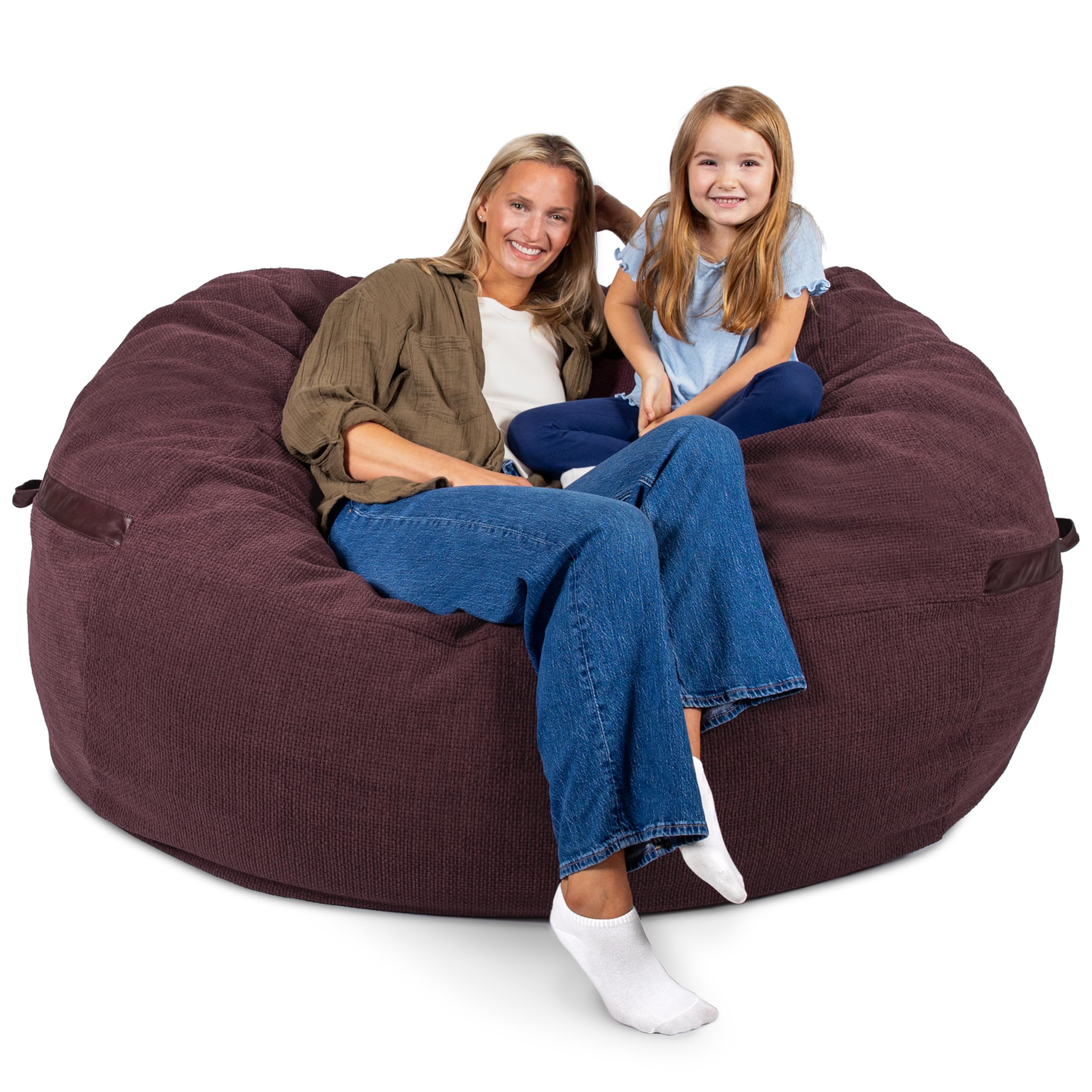 Big Joe Fuf XL Foam Filled Bean Bag Chair with Removable Cover, Merlot Cloudweave, 5 feet Giant Image Big Joe Fuf XL Foam Filled Bean Bag Chair with Removable Cover, Merlot Cloudweave, 5 feet Giant Image