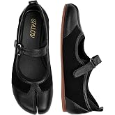 STALOV Tabi Ballet Flats for Women Suede Round Split-Toe Athletic Mary Janes Low Heel Comfortable Sporty Flats Shoes