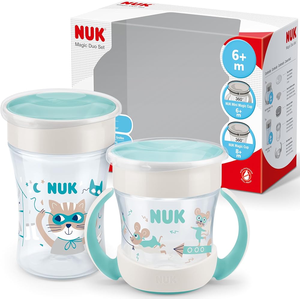NUK Magic Cup & Mini Magic Sippy Duo 360° Anti-Spill 160ml 230ml Mint