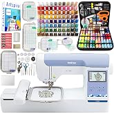 Brother PE900 5" x 7" Embroidery Machine All-in-One Bundle with 5 Embroidery Hoops, 80 Embroidery Threads &amp; Deluxe Accessory Kit