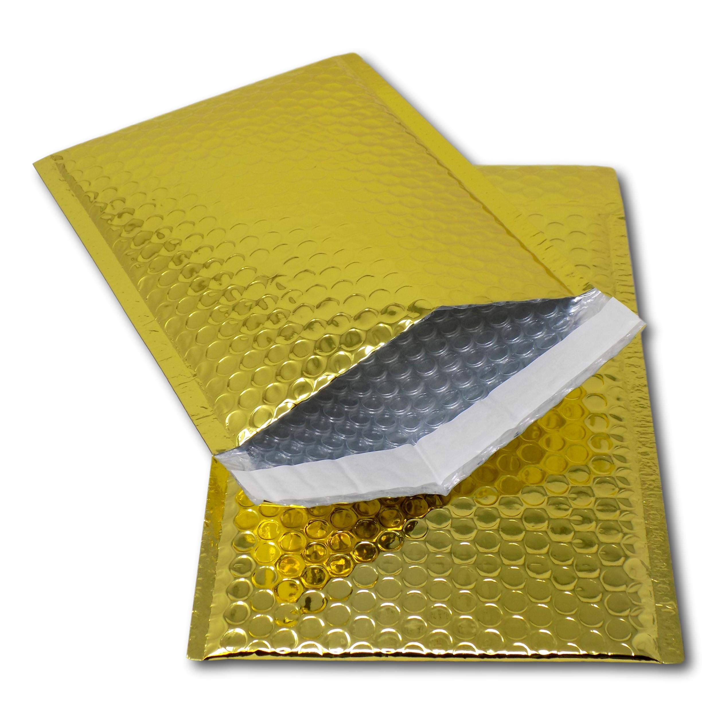 EPOSGEAR 10 Gold Shiny Metallic Foil Bubble Padded Bag Mailing Envelopes - Perfect for Marketing, Promotions or and Alternative to Gift wrap (A5 / C5 (DVD) - 250mm x 180mm)