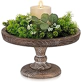 Hanobe Display Riser for Farmhouse Decor: Rustic Wooden Risers Round Decorative Pedestal Plate Stand Holder Tray for Candle, Cupcake, Plant