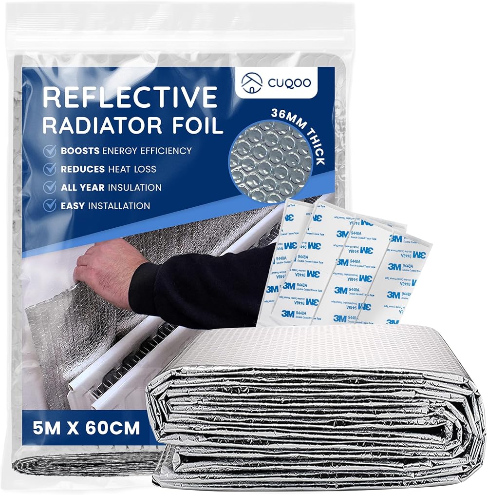 CUQOO Radiator Reflector Roll 5m x 60cm Energy-Saving Insulation</br>Thermal