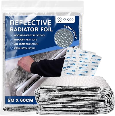 CUQOO Radiator Reflector Roll 5m x 60cm Energy-Saving Insulation</br>Thermal