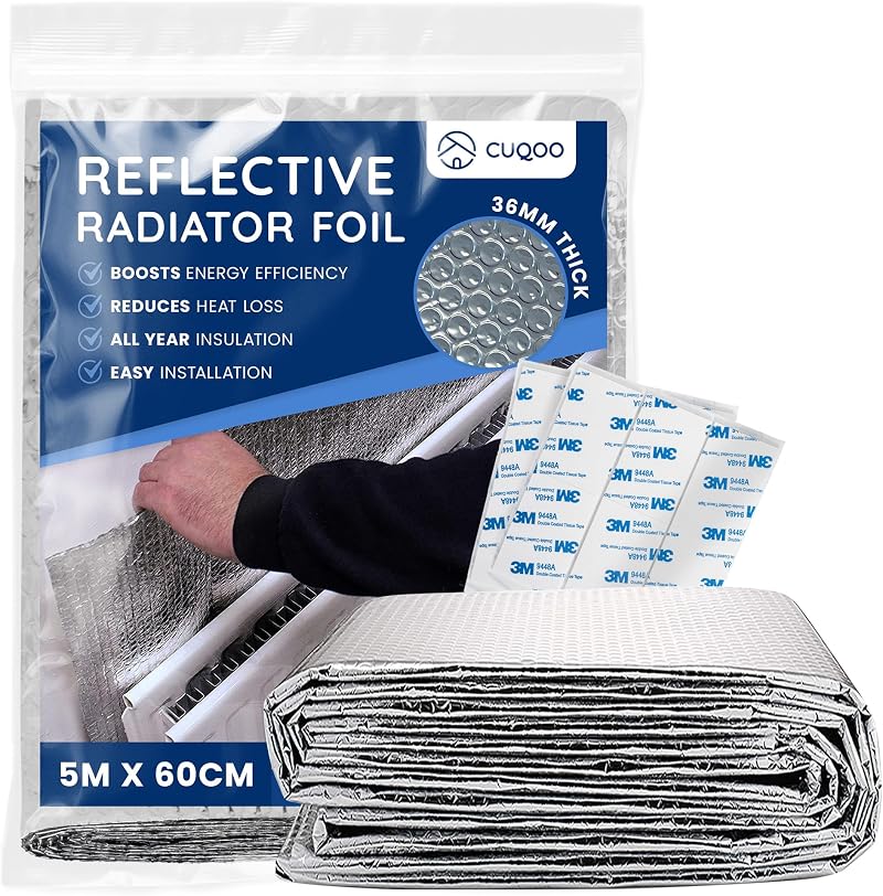 CUQOO Radiator Reflector Roll 5m x 60cm Energy-Saving Insulation</br>Thermal