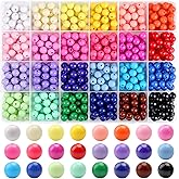 600Pcs 8mm Candy Color Acrylic Round Beads, 24 Colors Assorted Plastic Bubble Gum Beads with Hole Loose Beads Bulk for Bracelets Necklace Jewelry Making DIY Crafts
