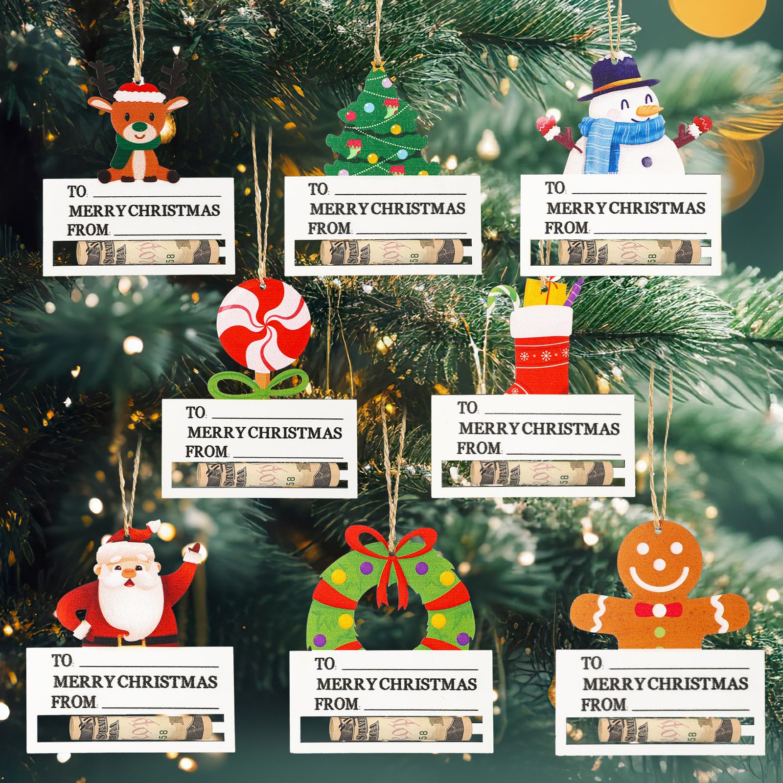Photo 1 of Wenqik 24 Pcs Christmas Money Holders for Cash Unique Money Holders Ornaments for Cash Gift 2025 Handcrafted Gift Card Fun Christmas Tree Hanging Ornaments Decor (Mixed Style)