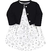 Hudson Baby Infant and Toddler Girls Cotton Dress and Cardigan Set