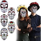 WinnerWhy 5 Pcs Day of the Dead Masks Dia De Los Muertos Masks Halloween Full Skeleton Skull Party Favors Masquerade Bones Costume Supplies for Halloween Cosplay Party