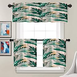 Batmerry Green Tropical Palm Leaf Valance