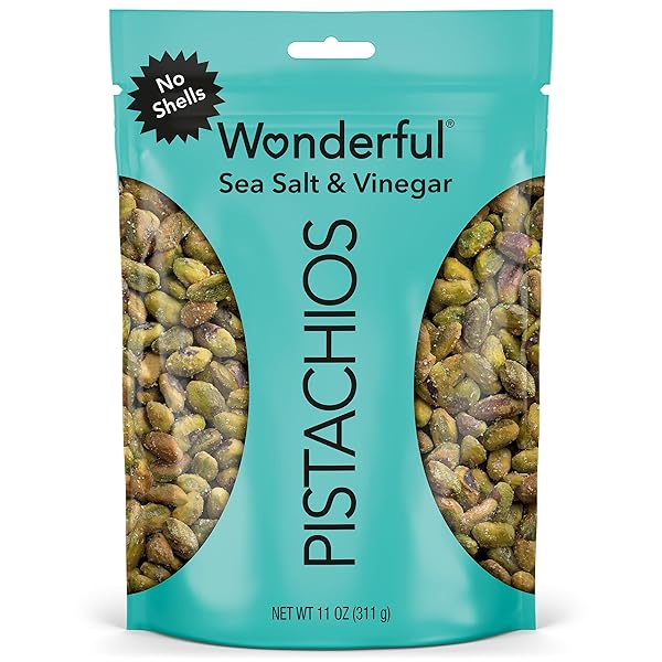 WONDERFUL PISTACHIOS NO SHELLS, SEA SALT & VINEGAR...