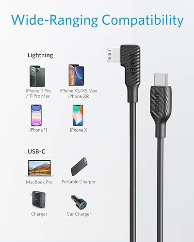 Anker USB-C to 90 Degree Lightning Cable (3 ft), MFi Certified
