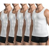 JESIDO 3 Pack Compression Shirt Men Body Shaper Vest Workout Tank Top | Tummy Control Slimming Undershirts,Gym Shapewear for Mens,Hides Man Boobs