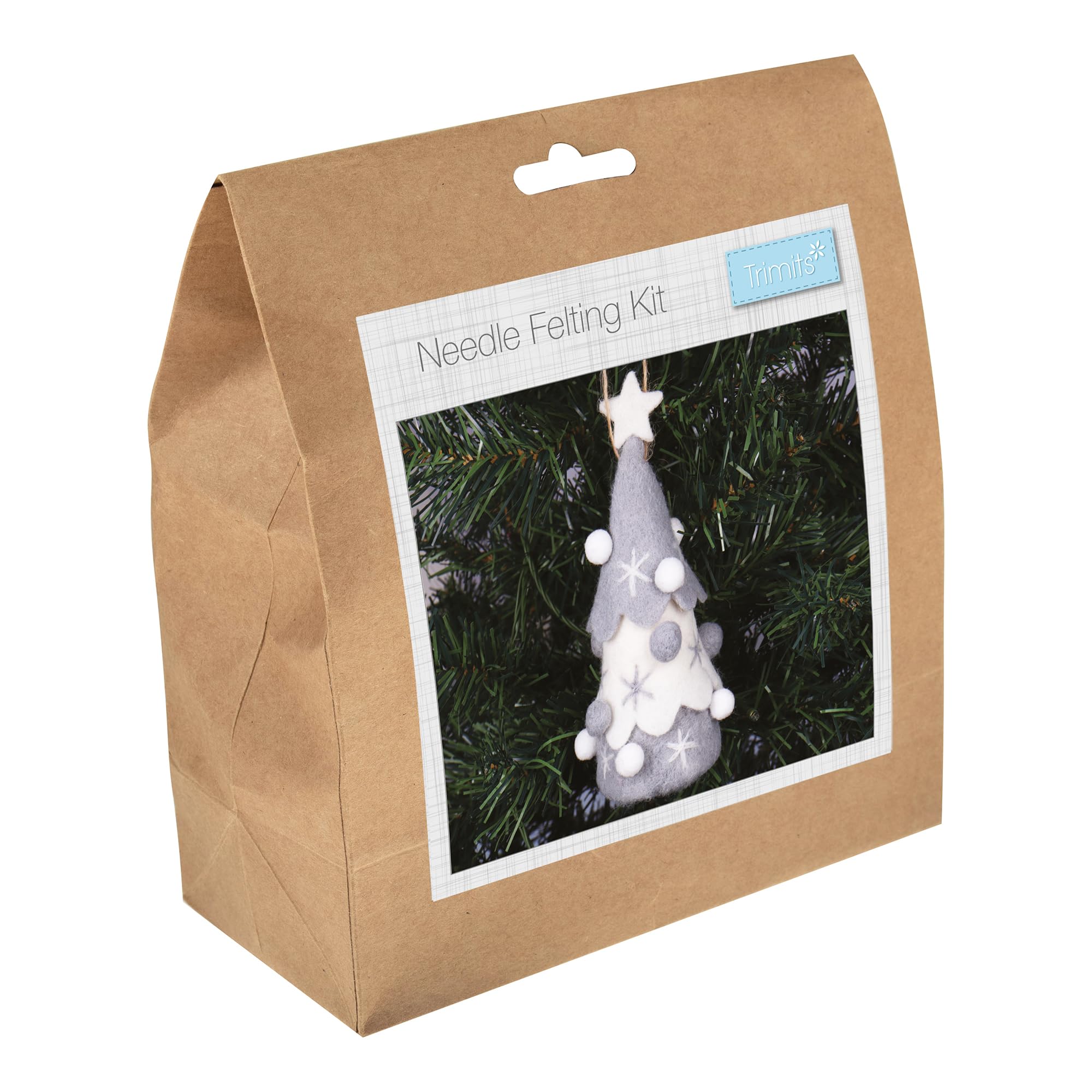 Trimits Needle Felting Craft Kit, Christmas, Includes Roving Wool Needle Stuffing Instructions, Nordic Tree
